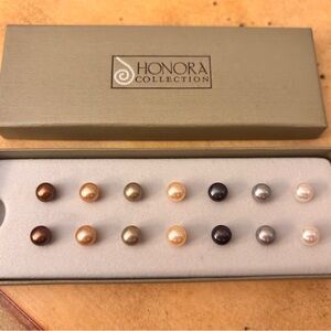 Honora Pearls Set of 7 Pair of Multiple Colors Stud Earrings
